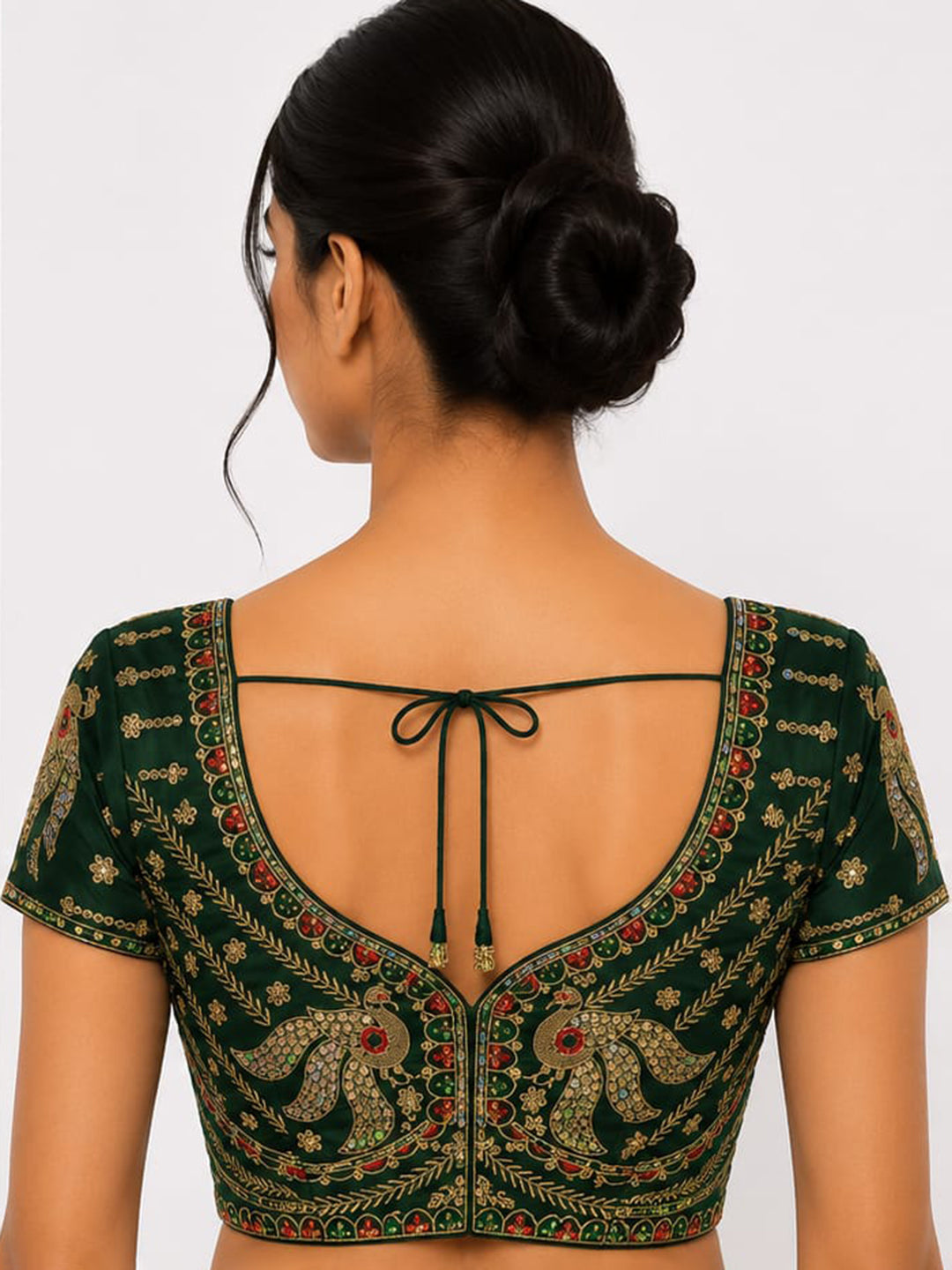 Premium Dark-Green Embroidery Viscose Blouse Piece