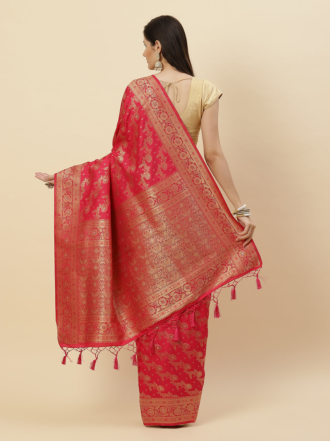 Zari Jaal Handloom Woven Saree