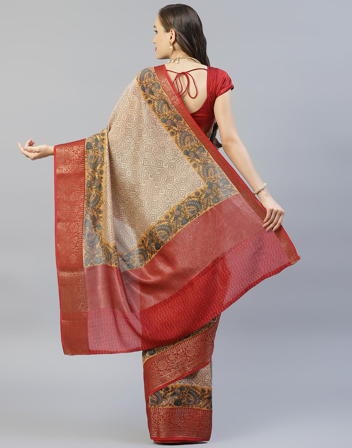 Cotton Printed Saree With Zari Border
