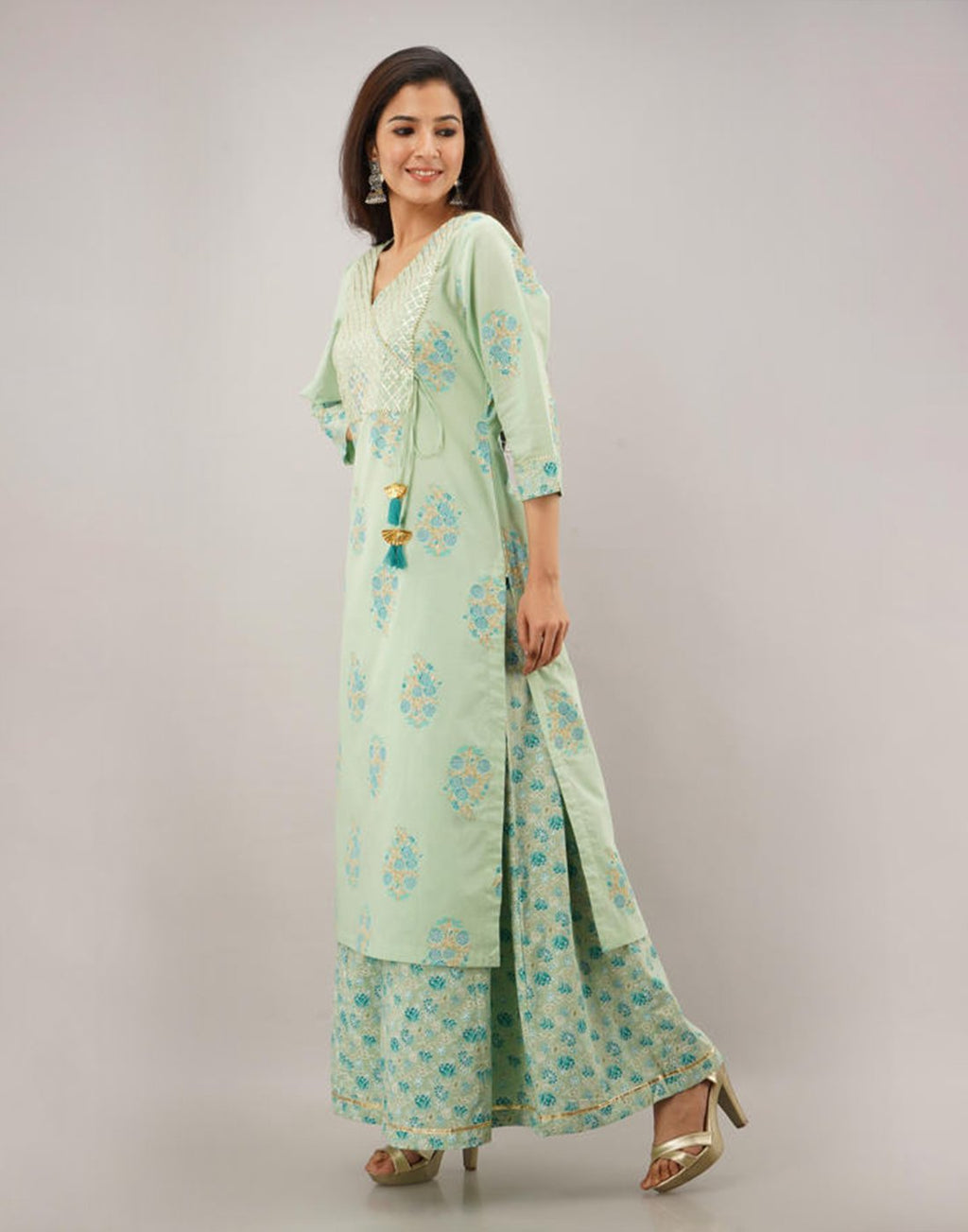 Printed Cotton Kurti With Plazzo