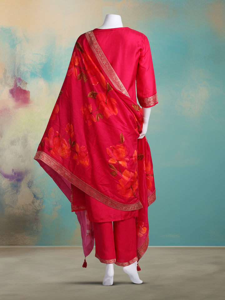 Embroidered Banarasi Kurta With Pant &amp; Dupatta