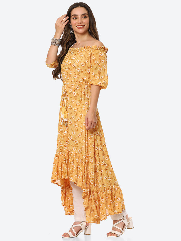 Floral Printed Muslin Kurta