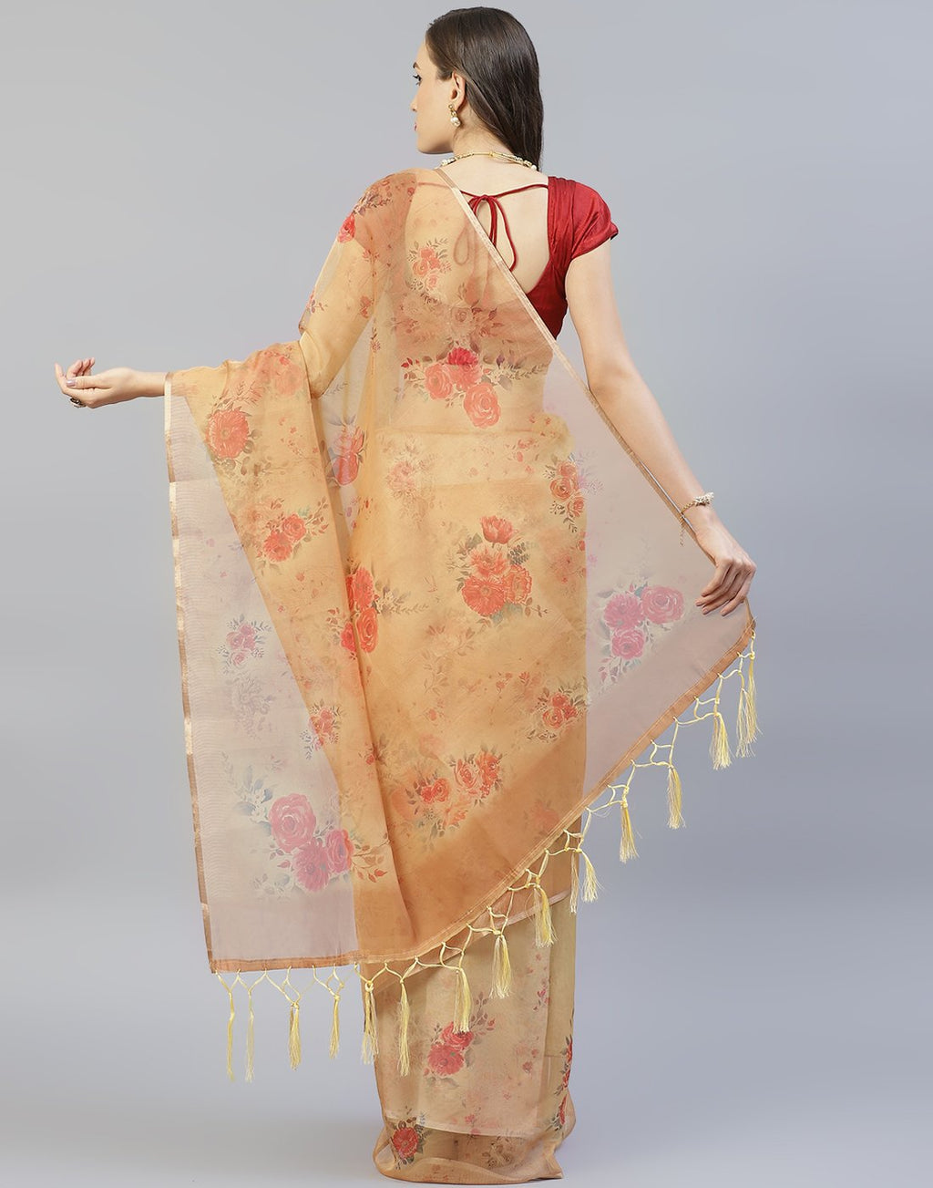 Floral Printed Kora Saree