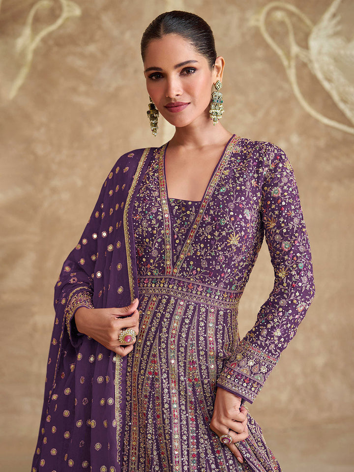 Embroidered Georgette Suit With Pant &amp; Dupatta