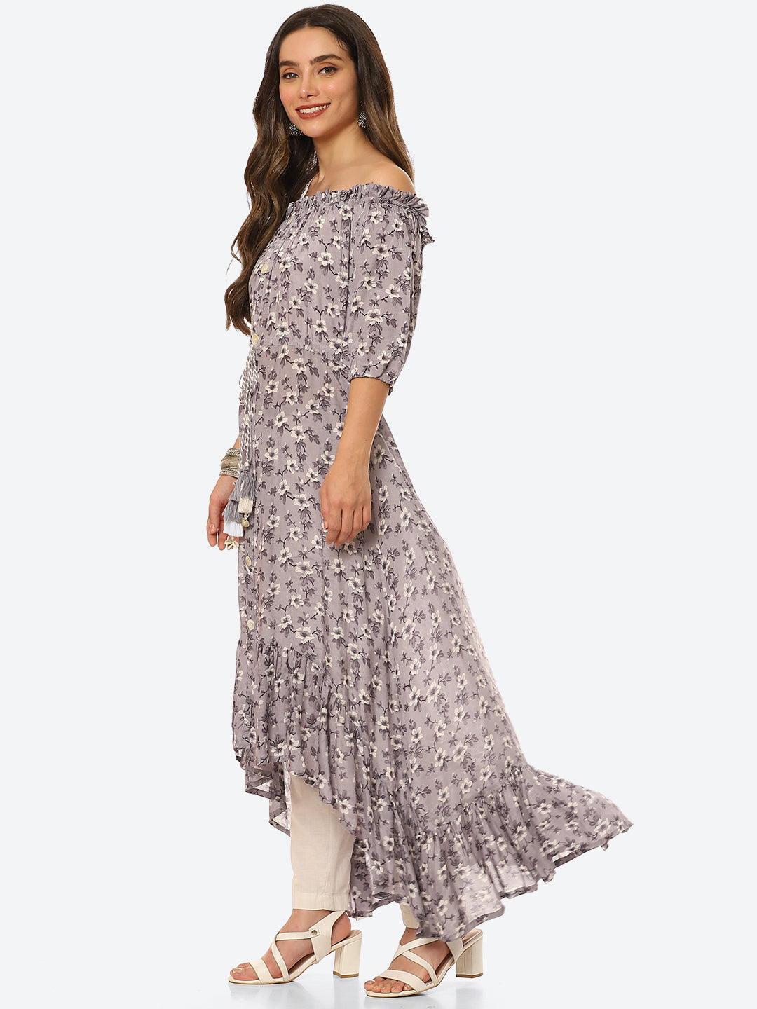 Floral Printed Muslin Kurta
