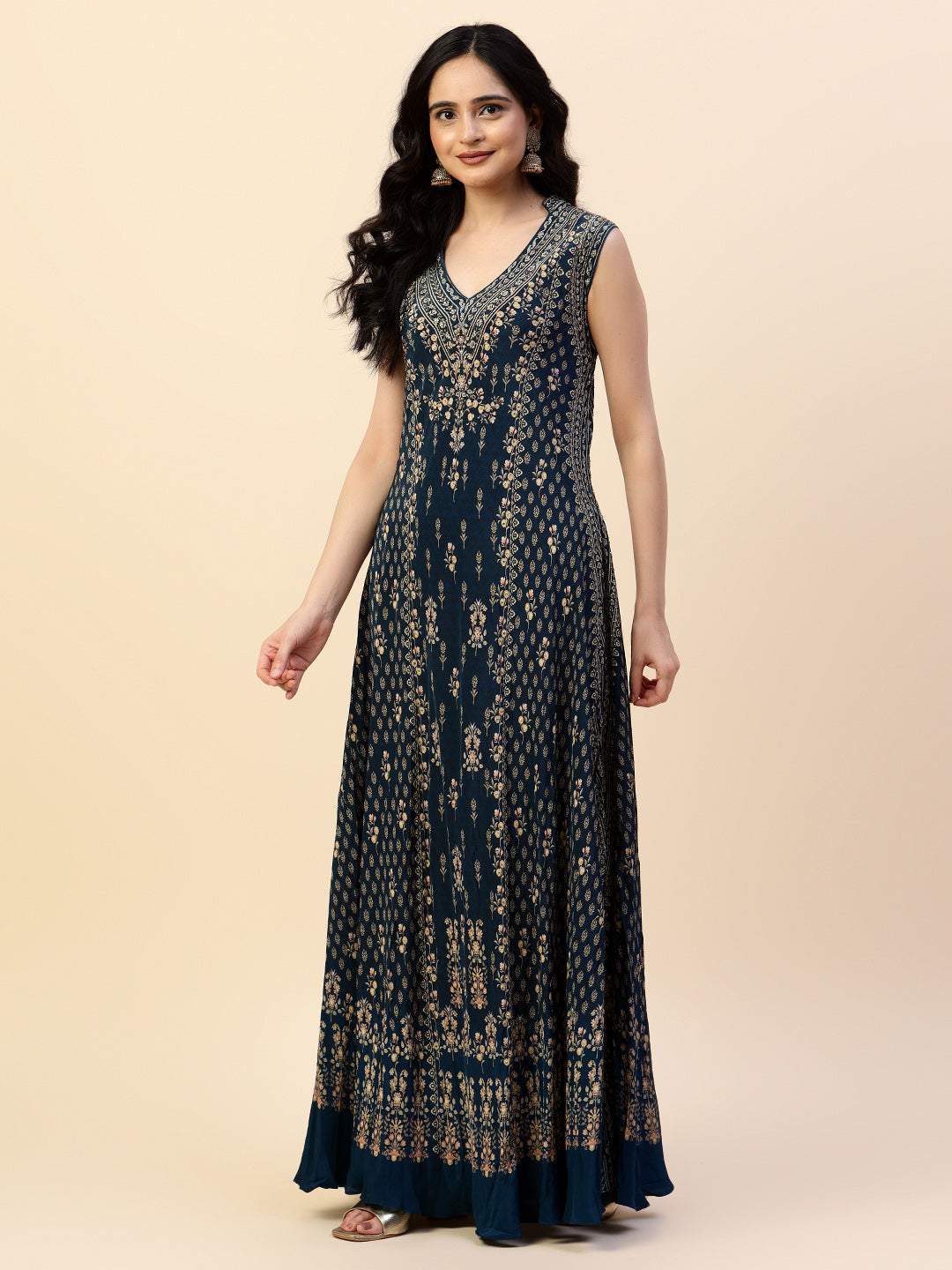 Digital Printed Crepe Gown