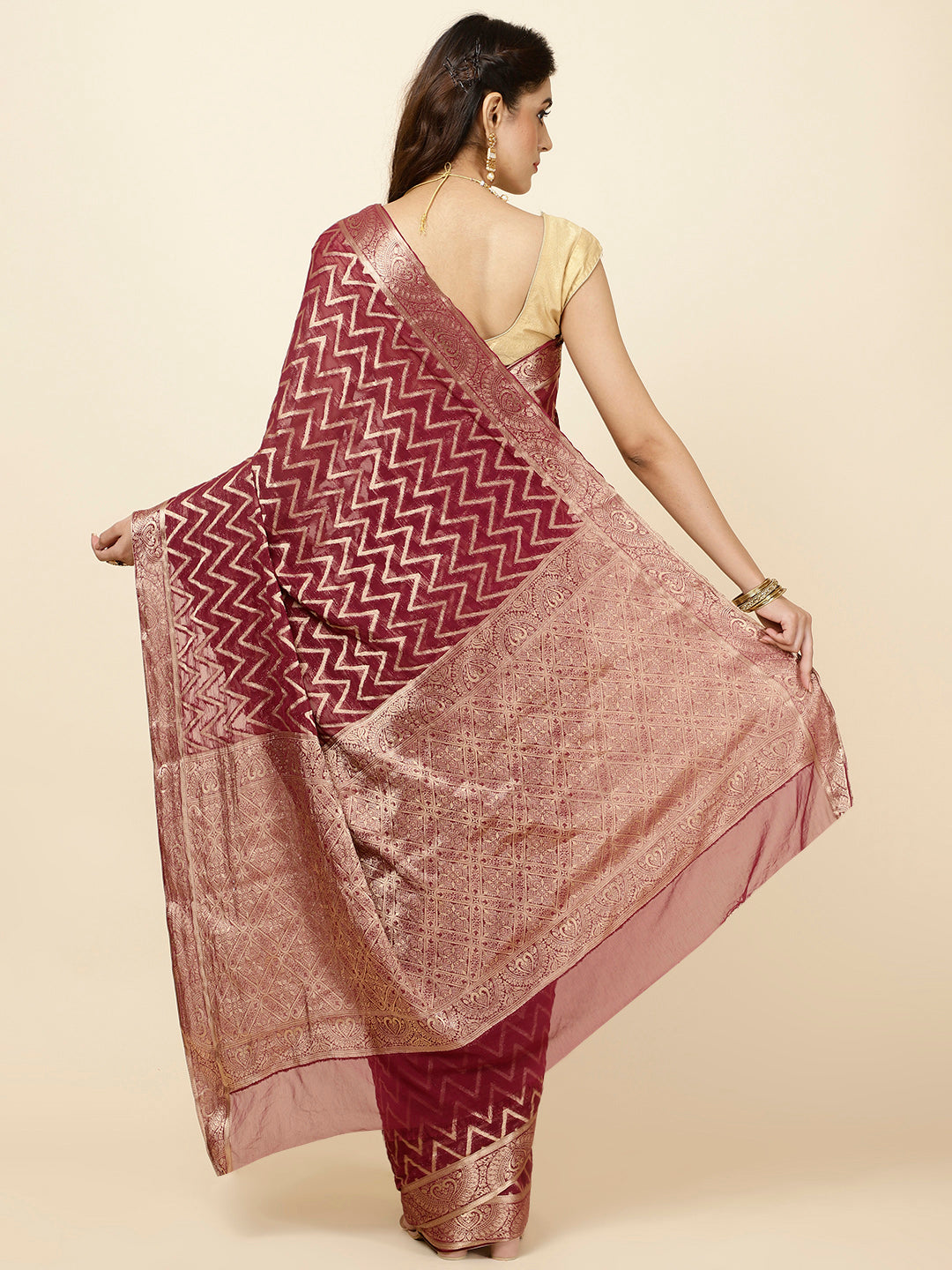 Zari Jaal Woven Chiffon Saree