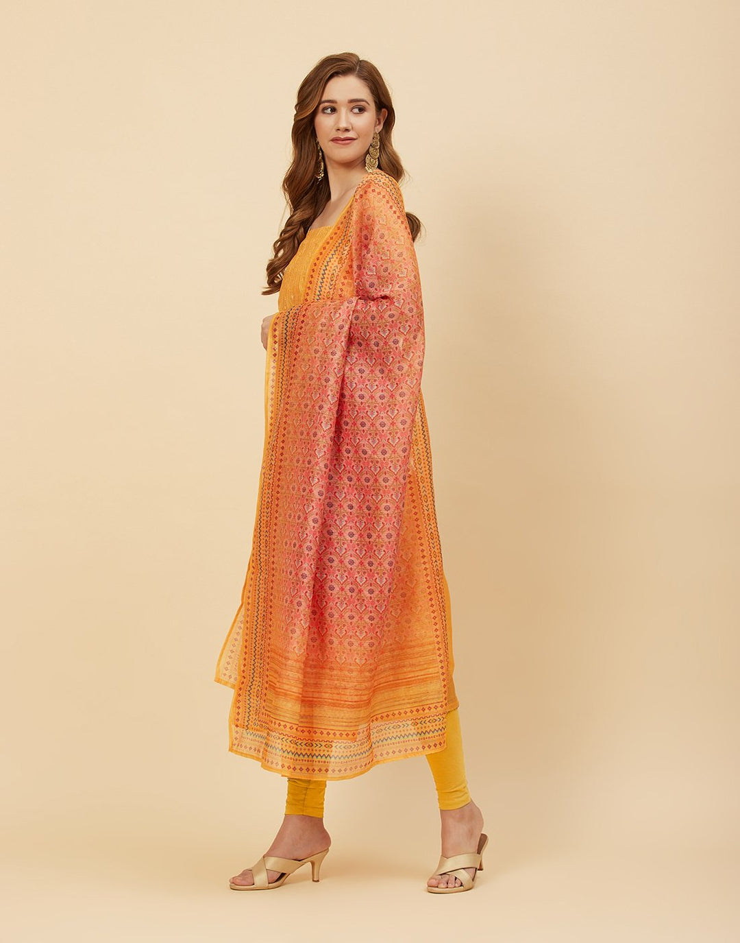Embroidered Chanderi Suit Piece With Printed Chanderi Dupatta