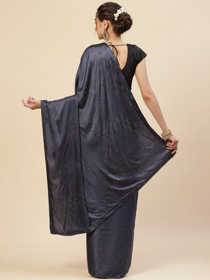 Stone Embroidered Satin Saree