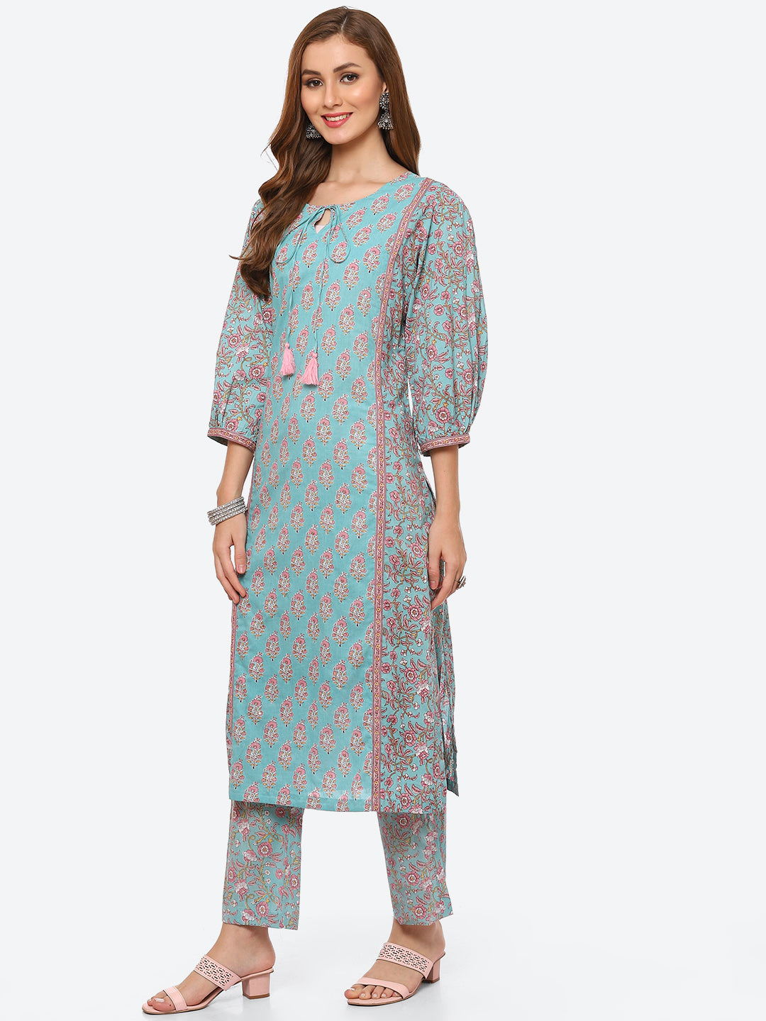 Floral Printed Cotton Kurta With Pant