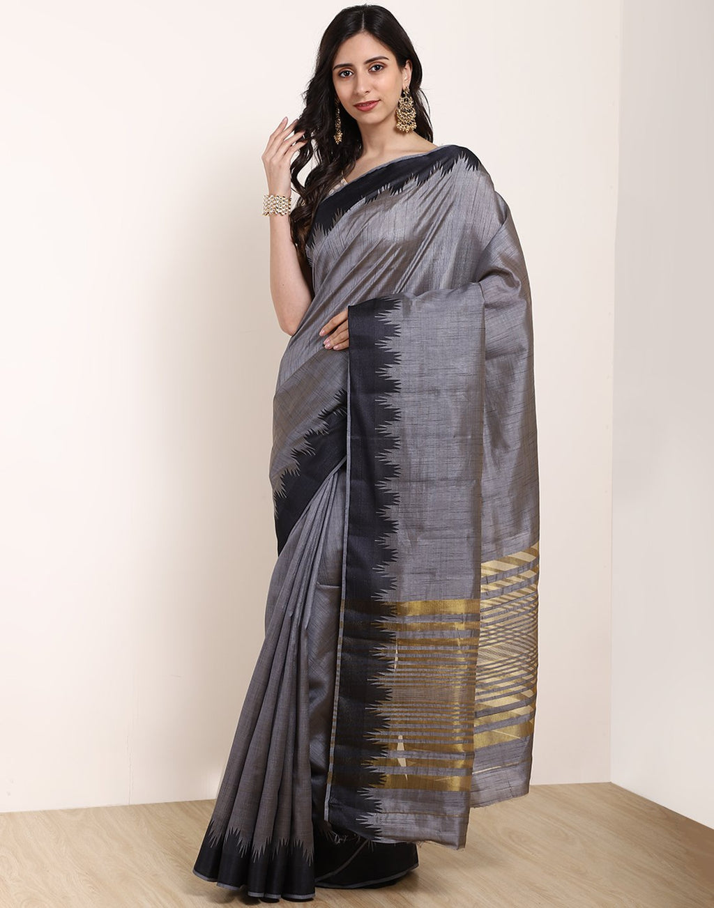 MBZ Meena Bazaar-Mustard Art Handloom Saree