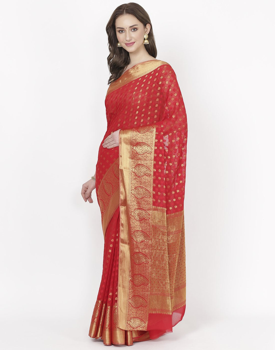 Red Art Chiffon Saree