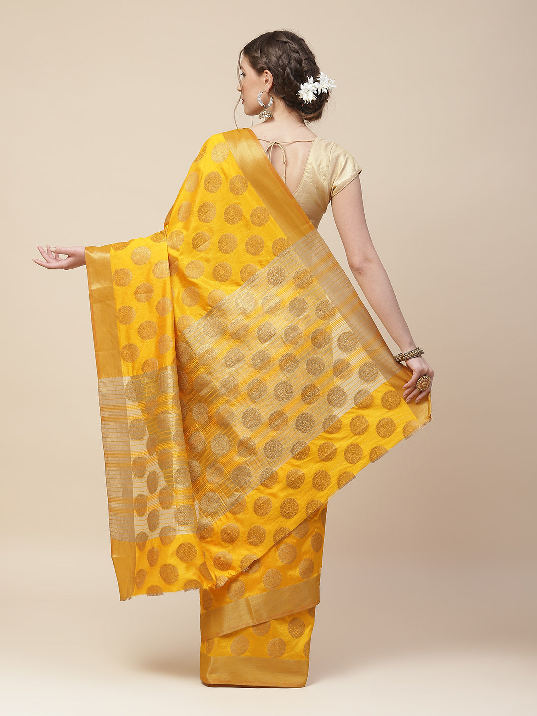 Ethnic Motifs Art Handloom Woven Saree