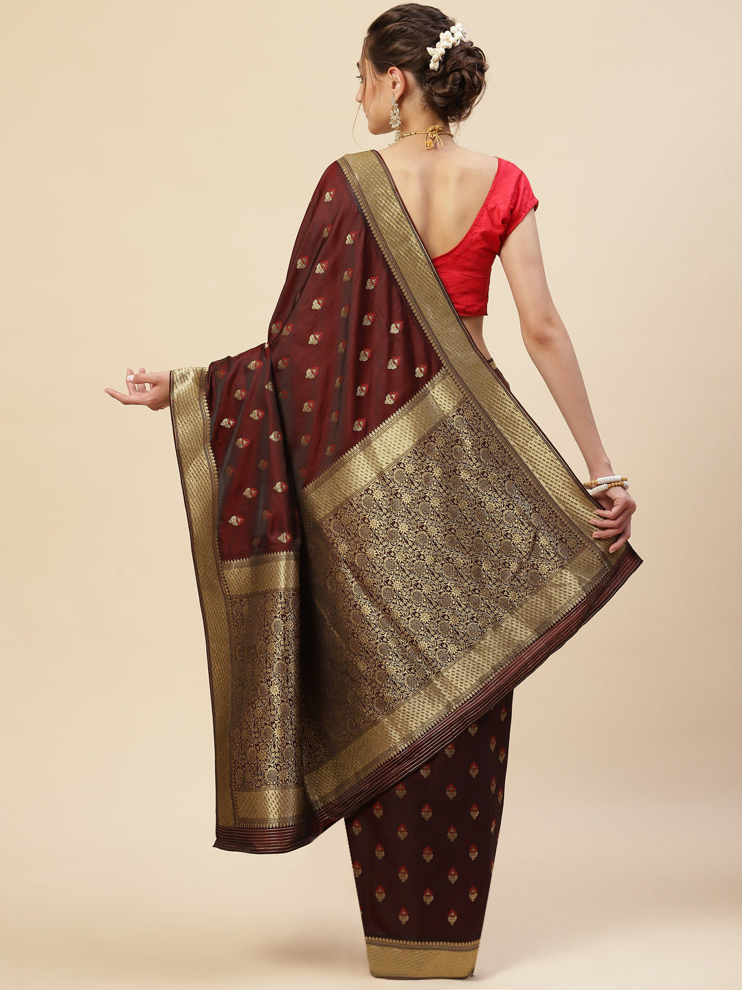 Floral Stone Jaal Banarasi Woven Saree