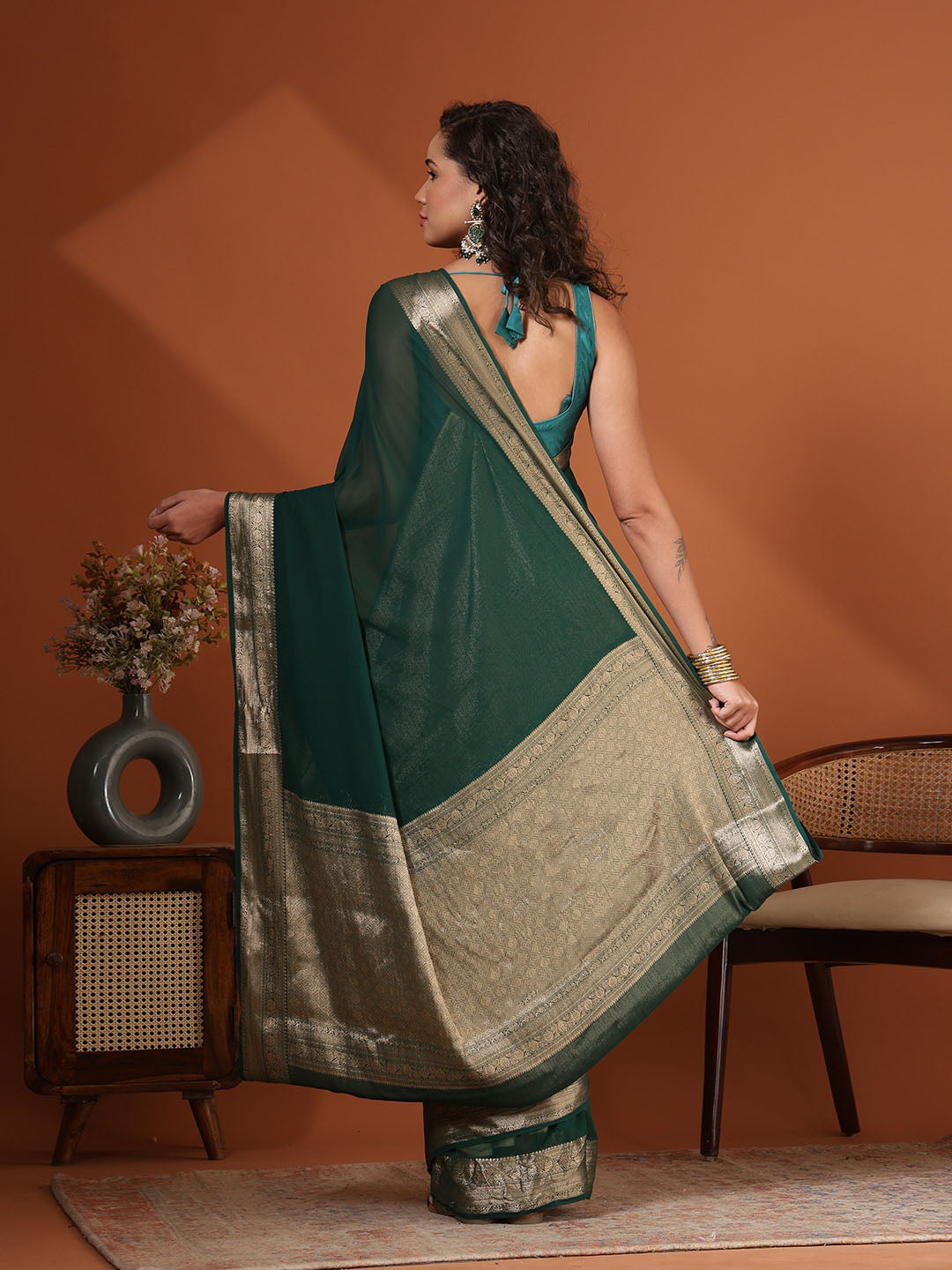 Plain Chiffon Saree