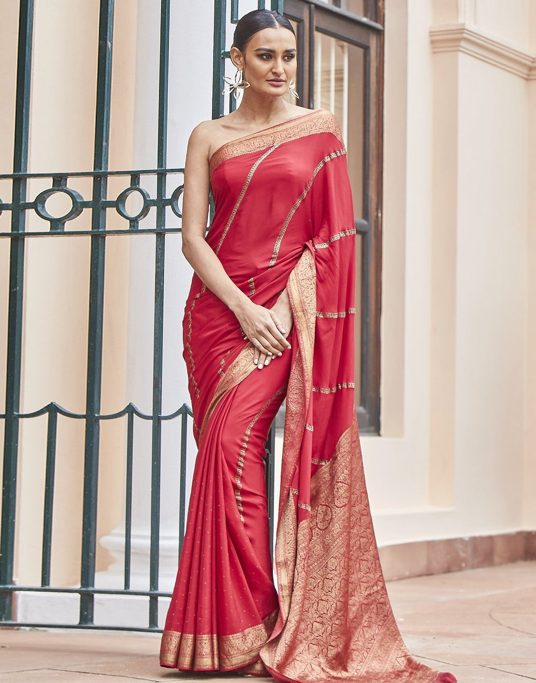 Zari Border Crepe Saree