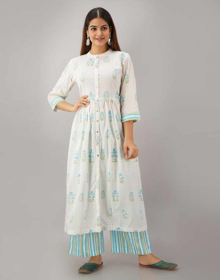 Printed Cotton Anarkali Kurti With Pant