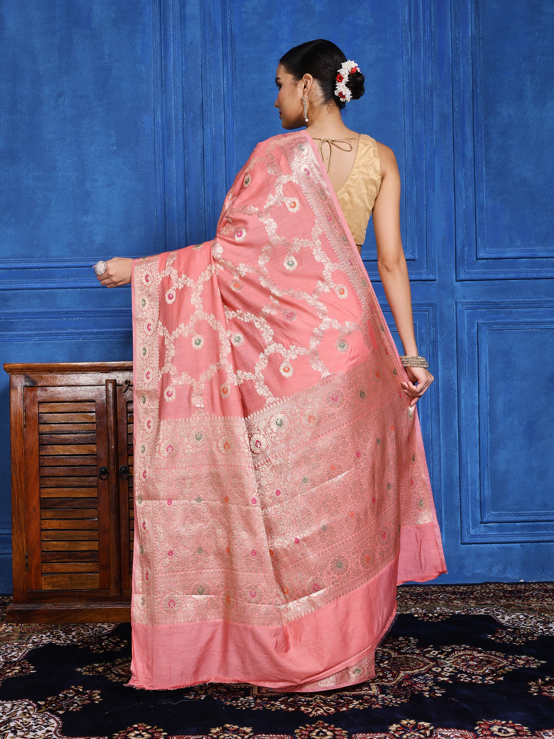 Zari Woven Cotton Blend  Saree