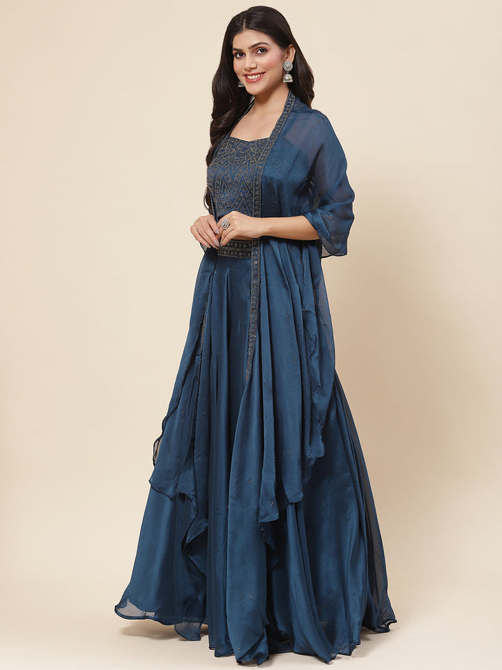 Swarovski Jaal Georgette Choli With Lehenga &amp; Cape Dupatta