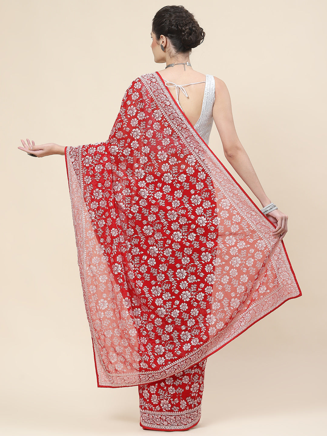 Resham Embroidery Georgette Saree