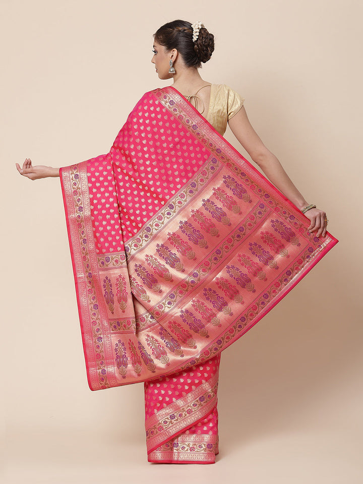 Zari Border Booti Cotton Woven Saree