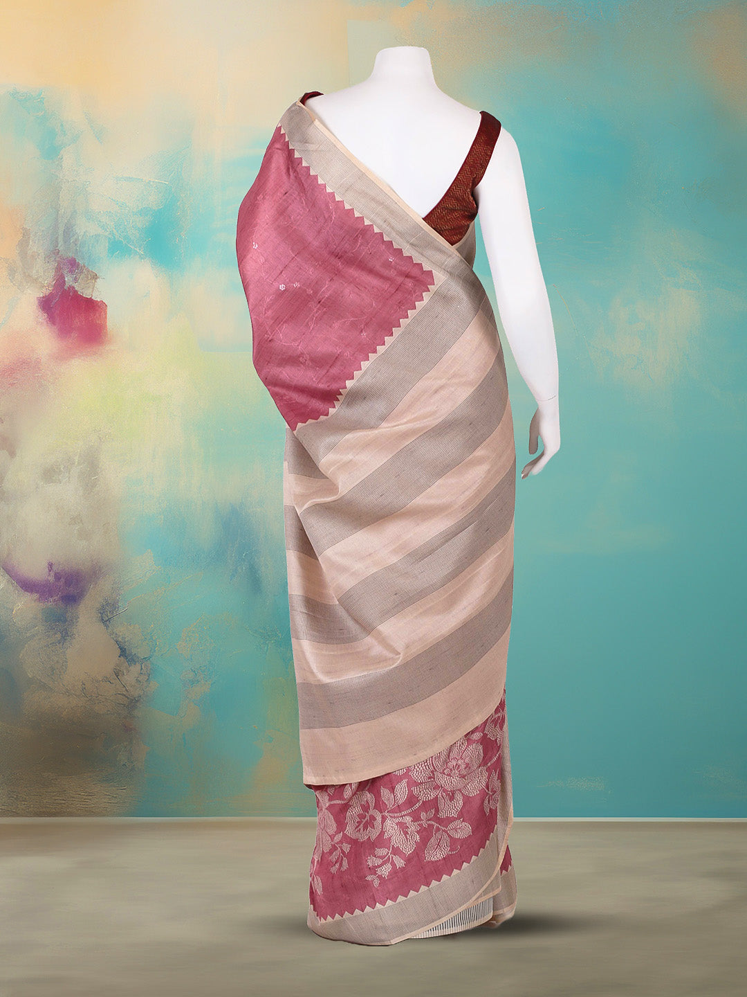 Printed Tussar Saree