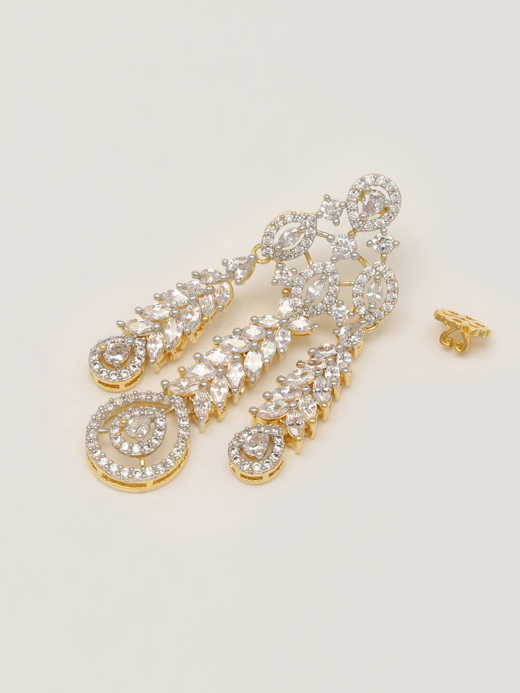 Gold Plated Earrings Embellished With Diamond Stone