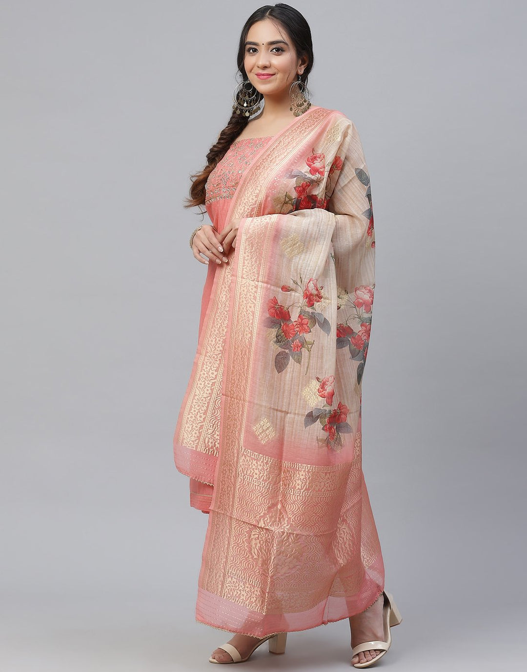 Chanderi Embroidered Suit Piece