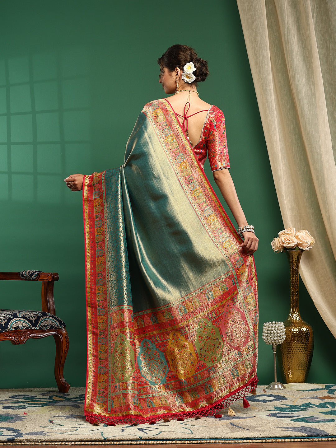 Embroidered Dola Silk Saree