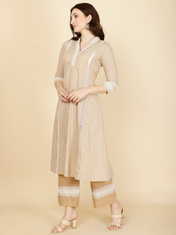 Abstract Printed Cotton Kurta With Pants