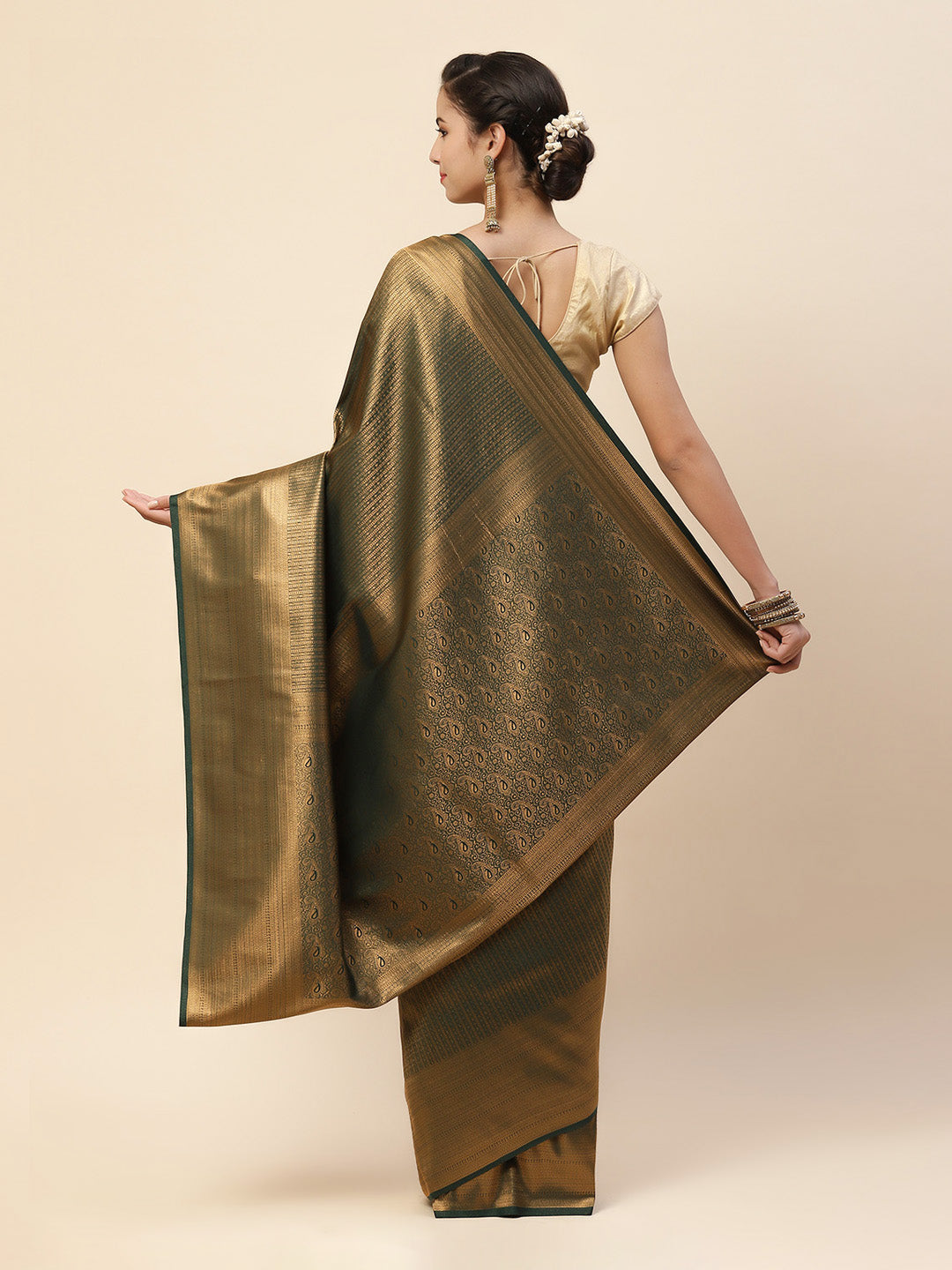 Brocade Zari Zaal Art Handloom Woven Saree