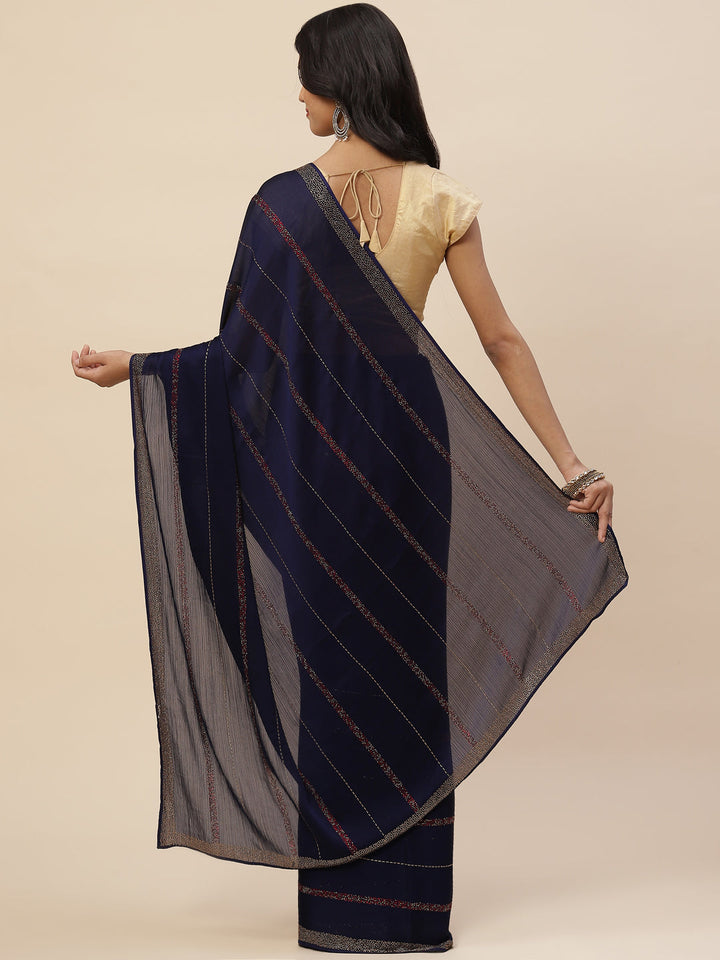 Stone Embroidered Chiffon Saree