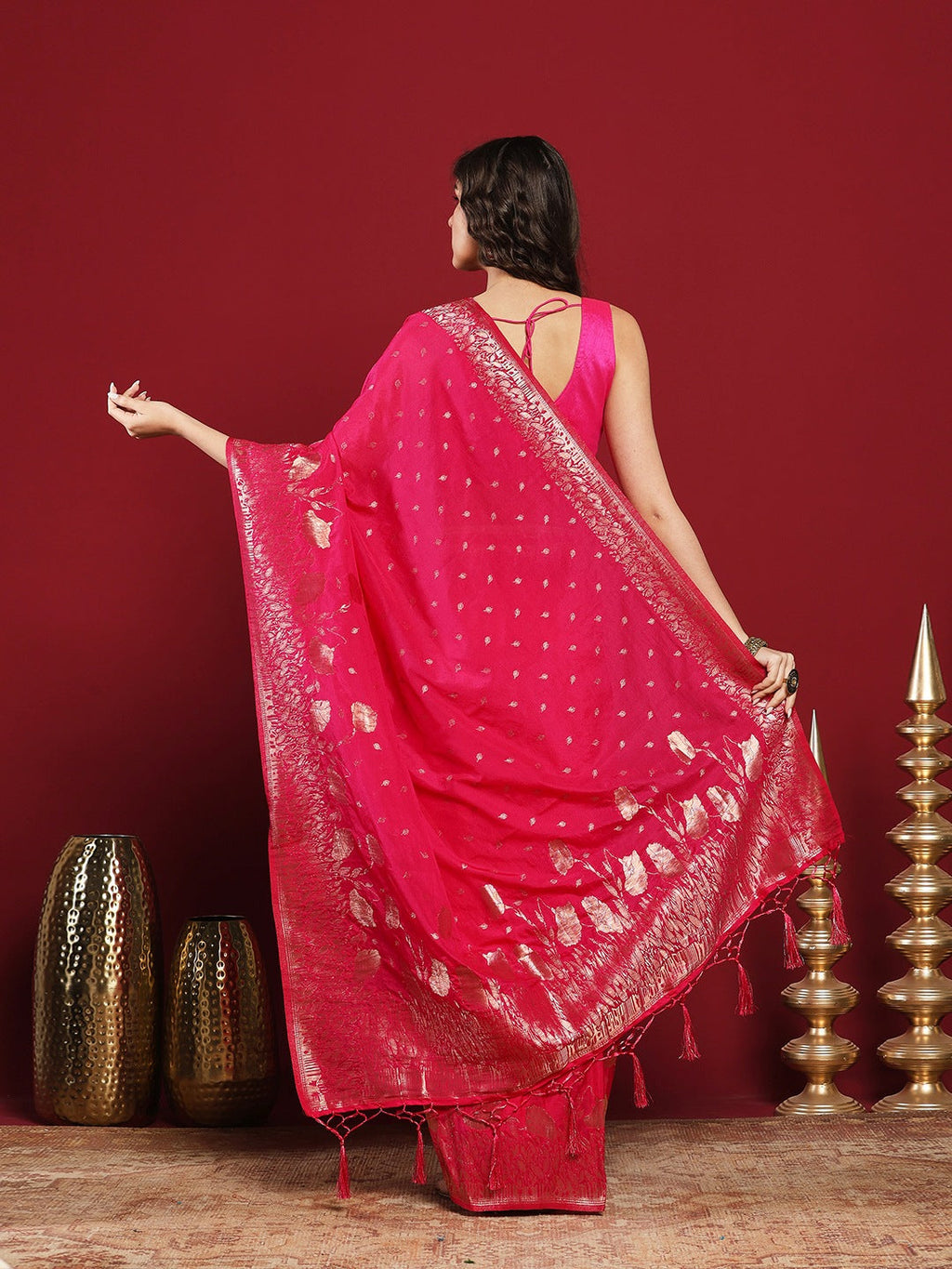 Plain Crepe Saree