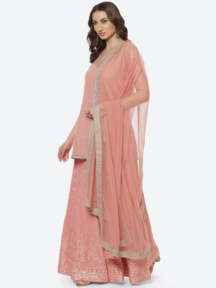 Resham Jaal Georgette Stitched Salwar Kameez With Net Dupatta