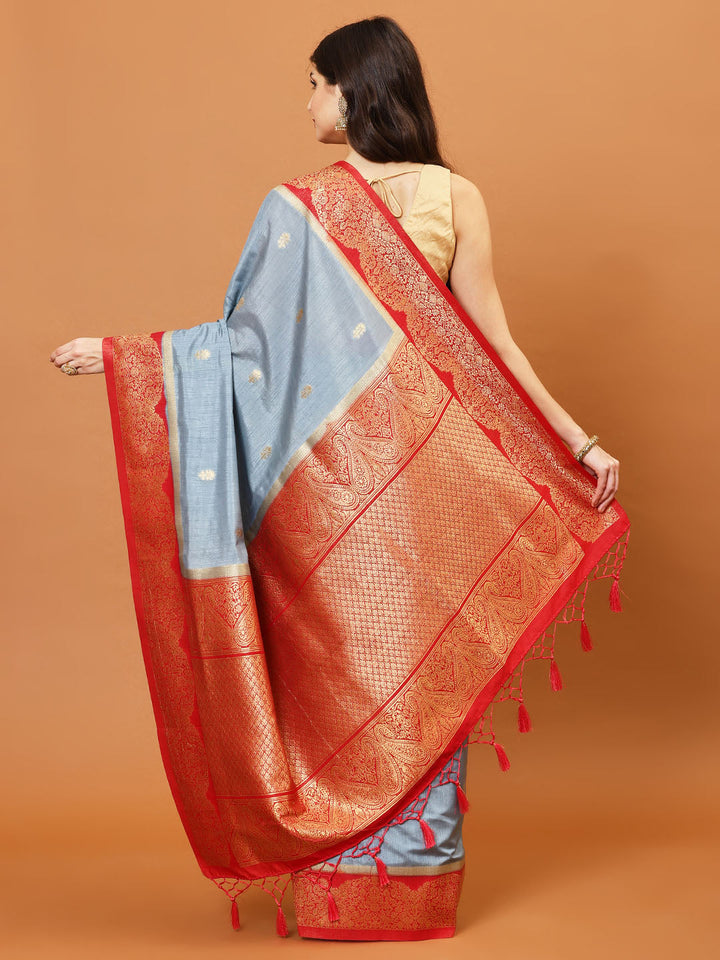 Zari Border Booti Handloom Woven Saree
