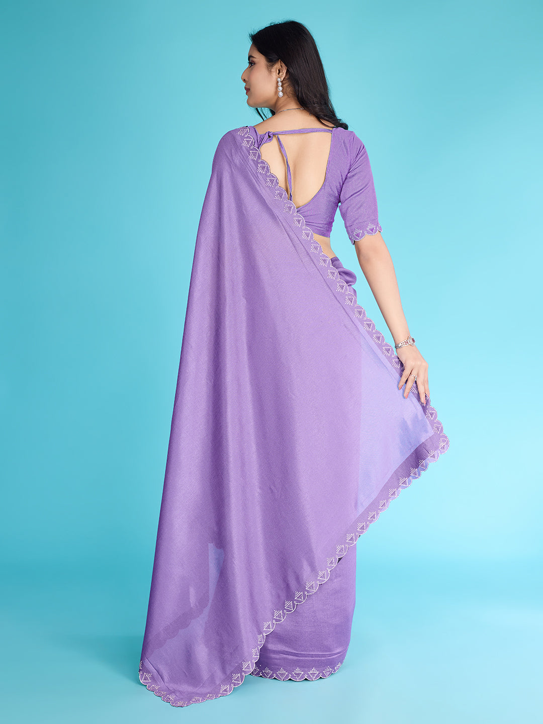 Embroidered Chinon Saree