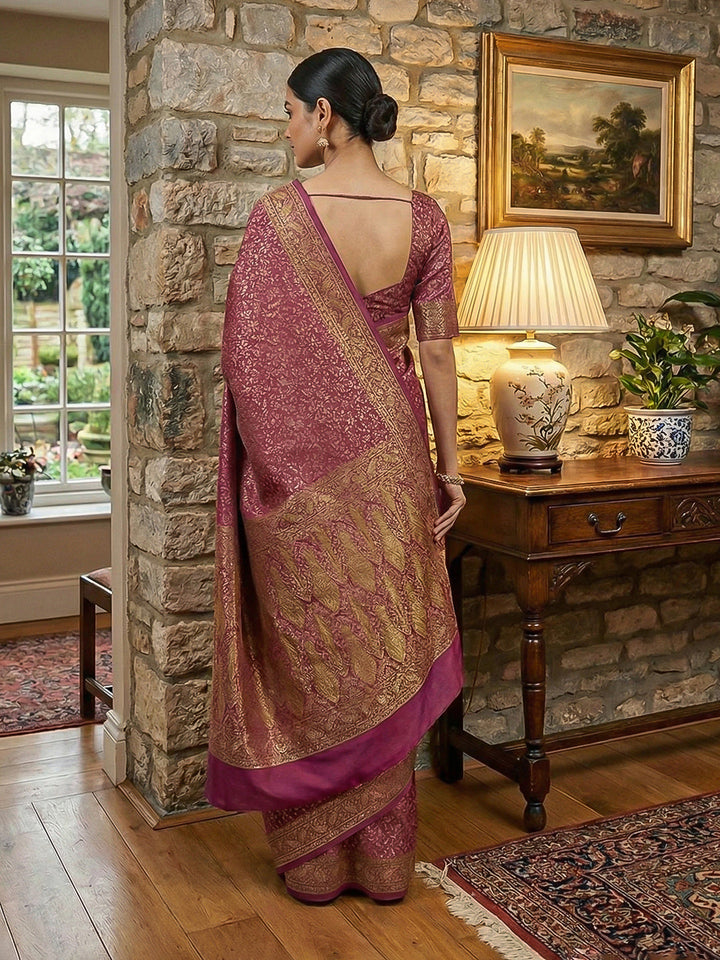 Magenta Woven Design Satan Resham Banarasi Saree