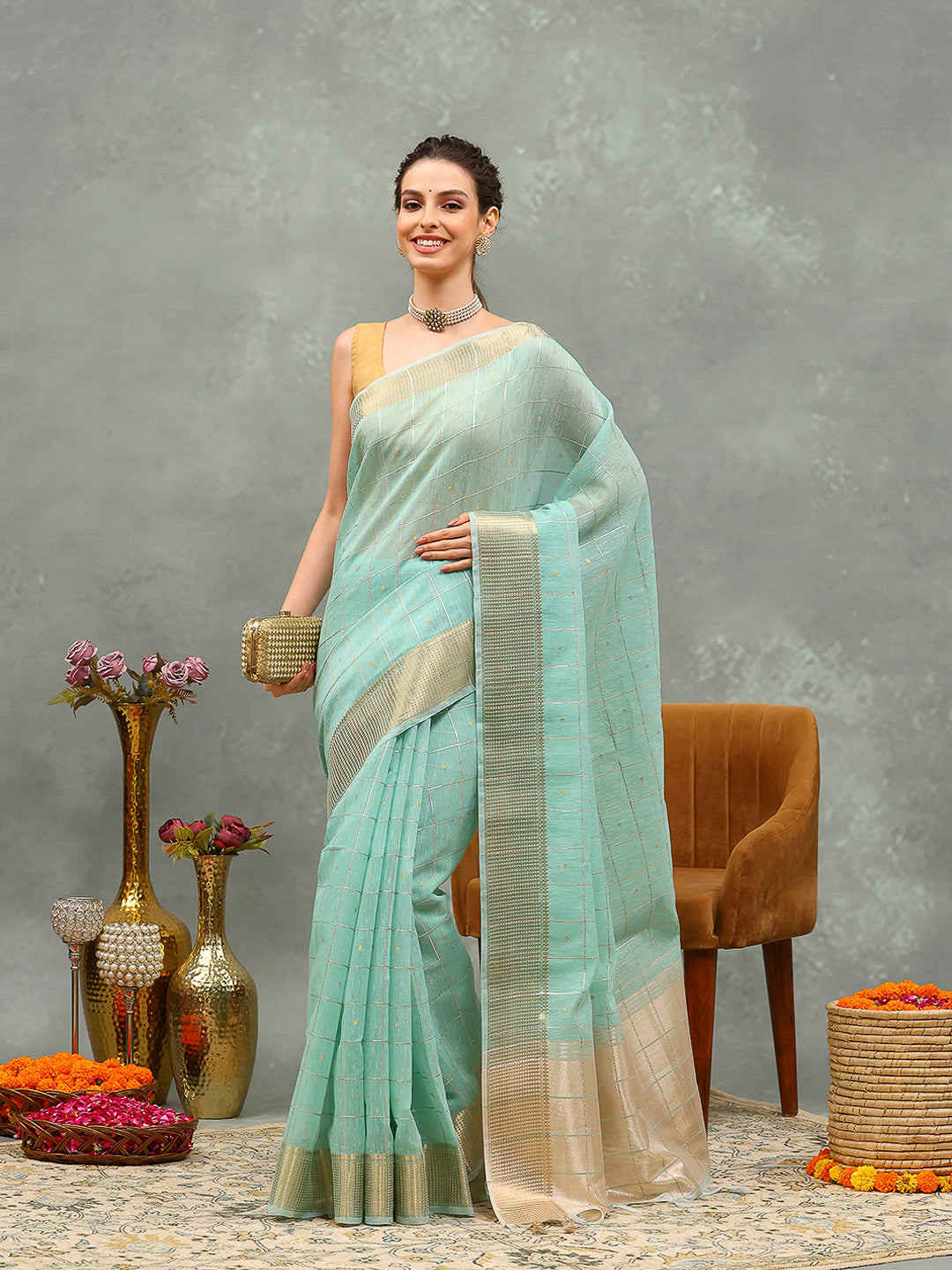 Woven Design Cotton Blend Saree