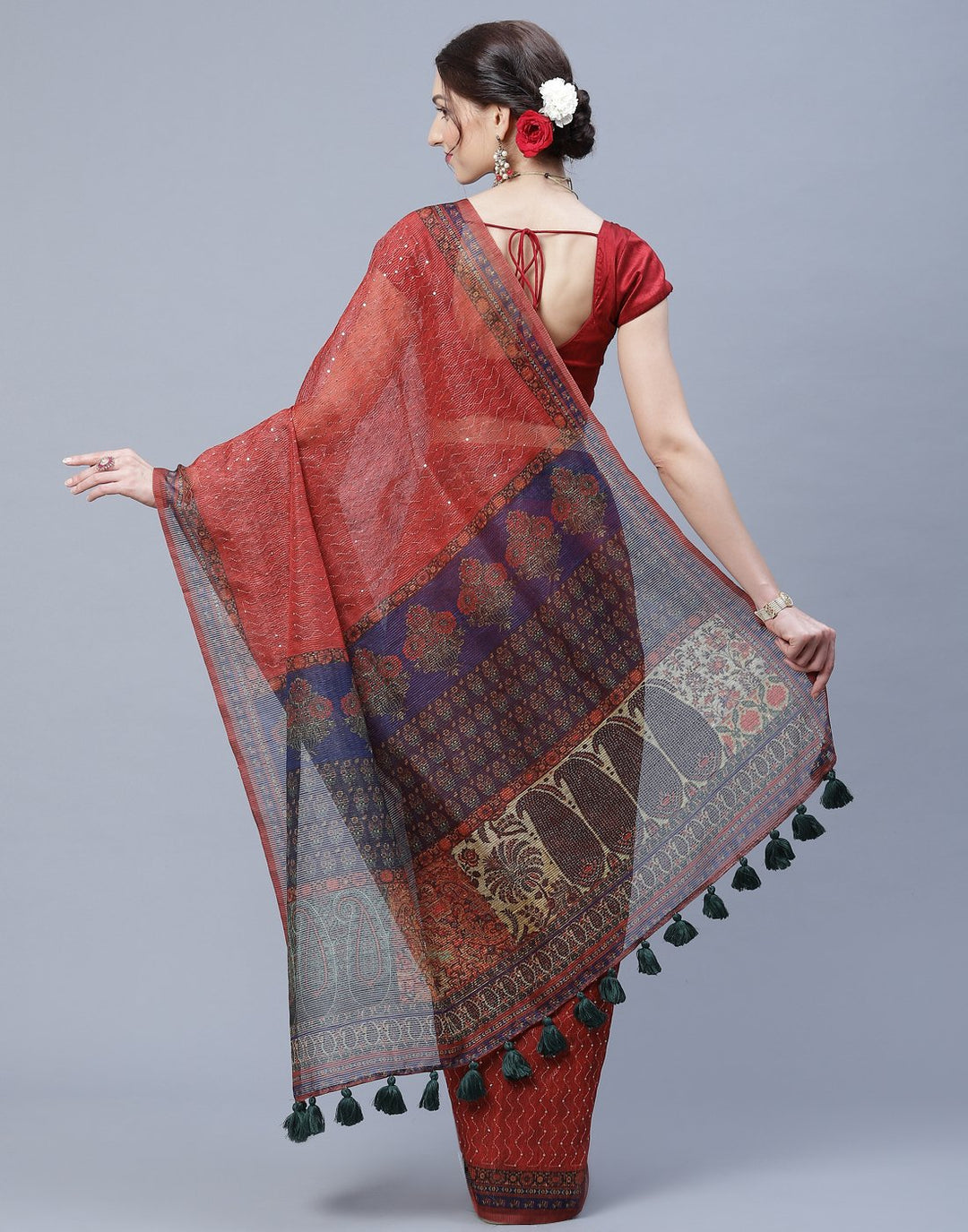 Cotton Printed Saree With Sequence Work