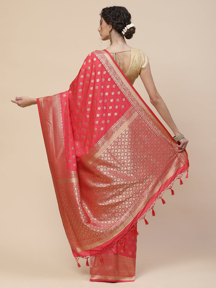 Zari Border Booti Art Handloom Woven Saree