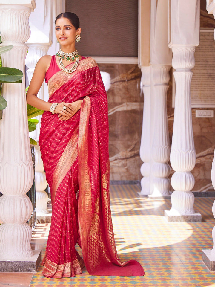 Brocade Crepe Plain Saree