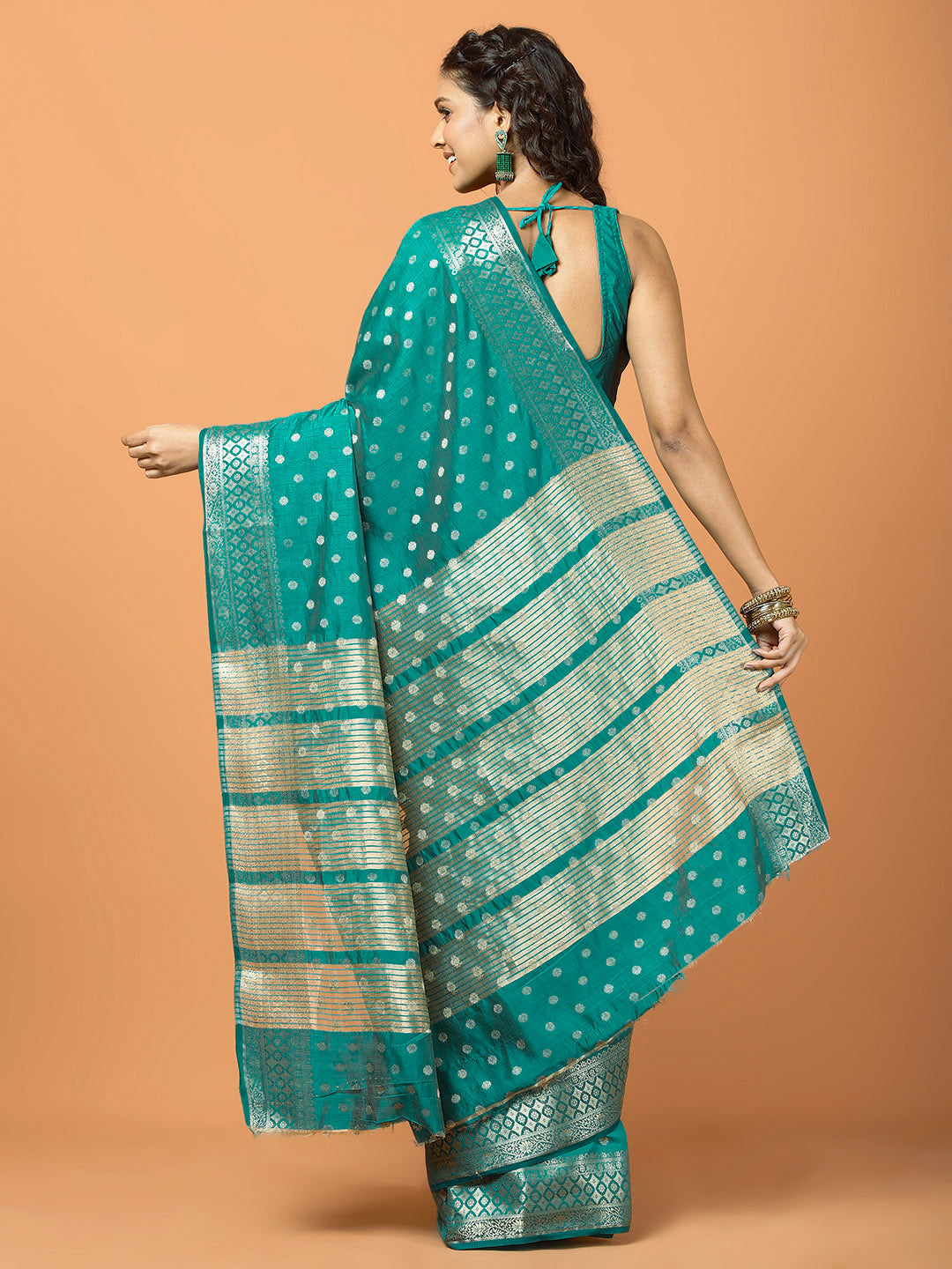 Zari Border Booti Art Silk Woven Saree