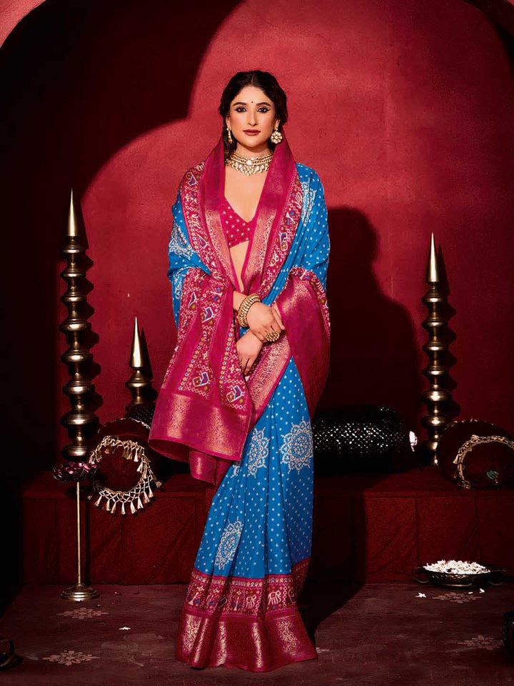 Bandhani Printed Art Silk Saree