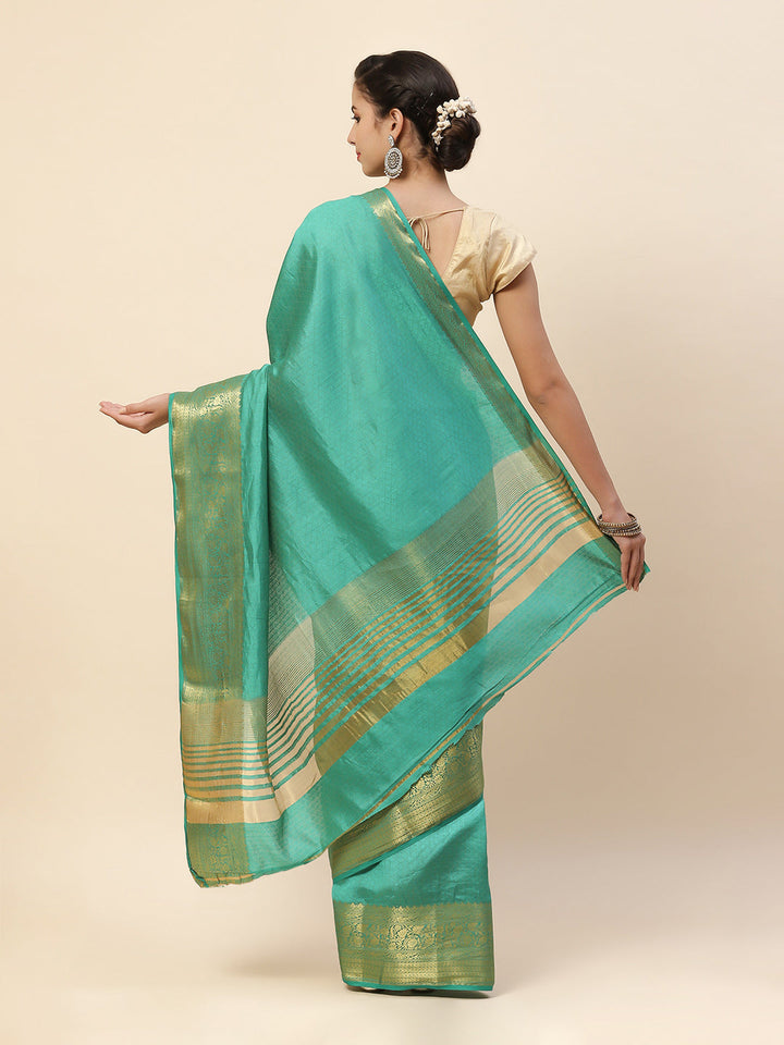 Plain Zari Border Art Handloom Woven Saree