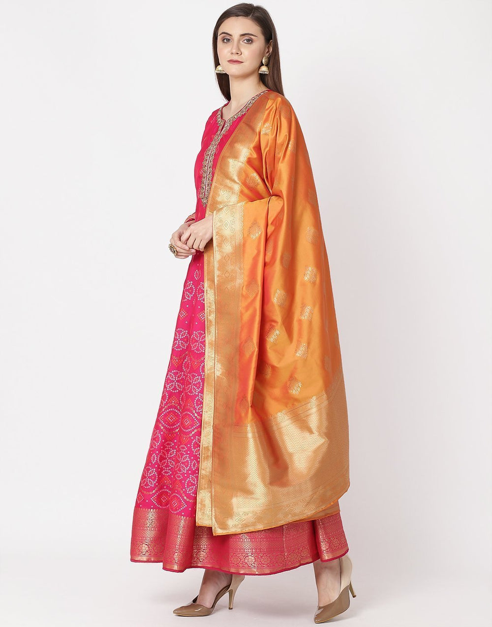 MBZ Meena Bazaar-Rani Mustard Dupion Handloom Salwar kameez