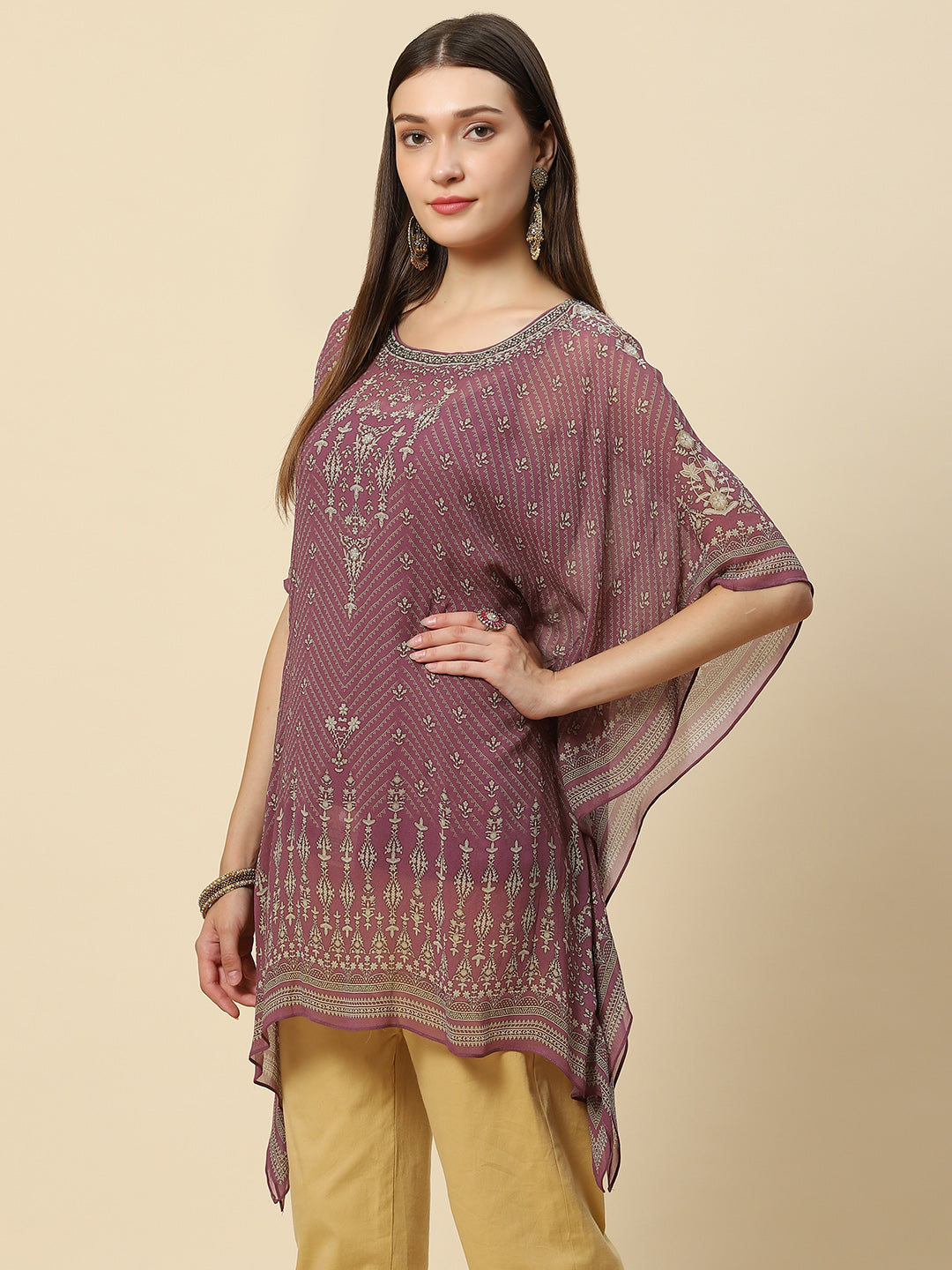 Digital Printed Georgette Kaftan Kurta