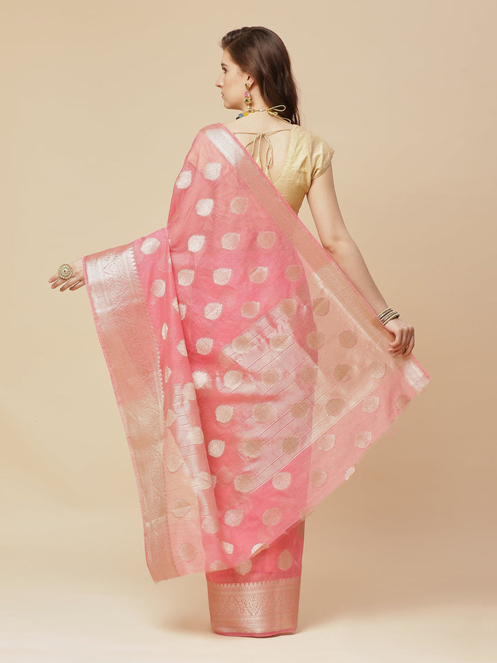 Zari Border Booti Art Handloom Woven Saree