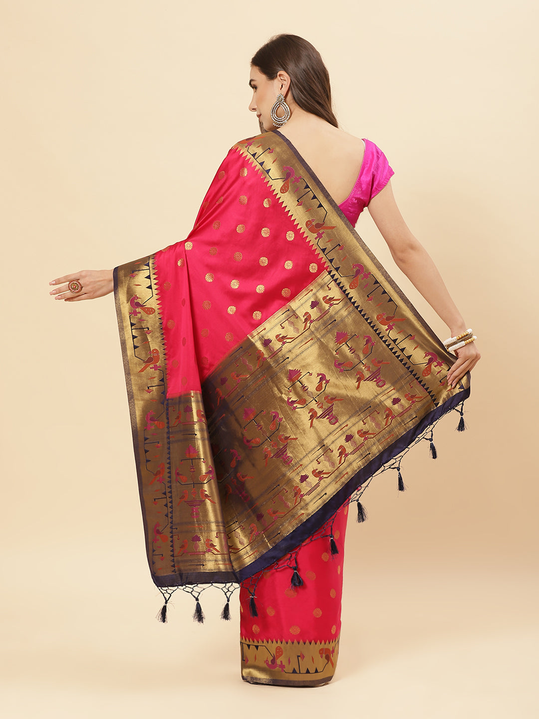 Paithani Silk Saree With Contrast Blouse