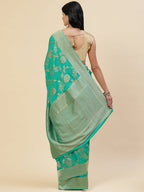 Floral Zari Jaal Crepe Plain Saree