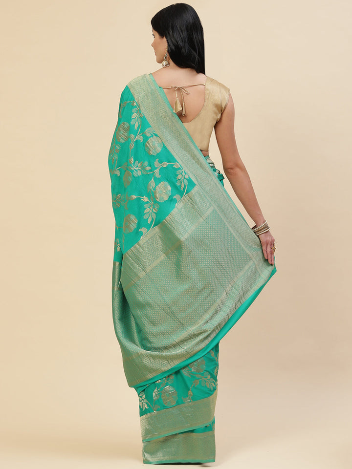 Floral Zari Jaal Crepe Plain Saree